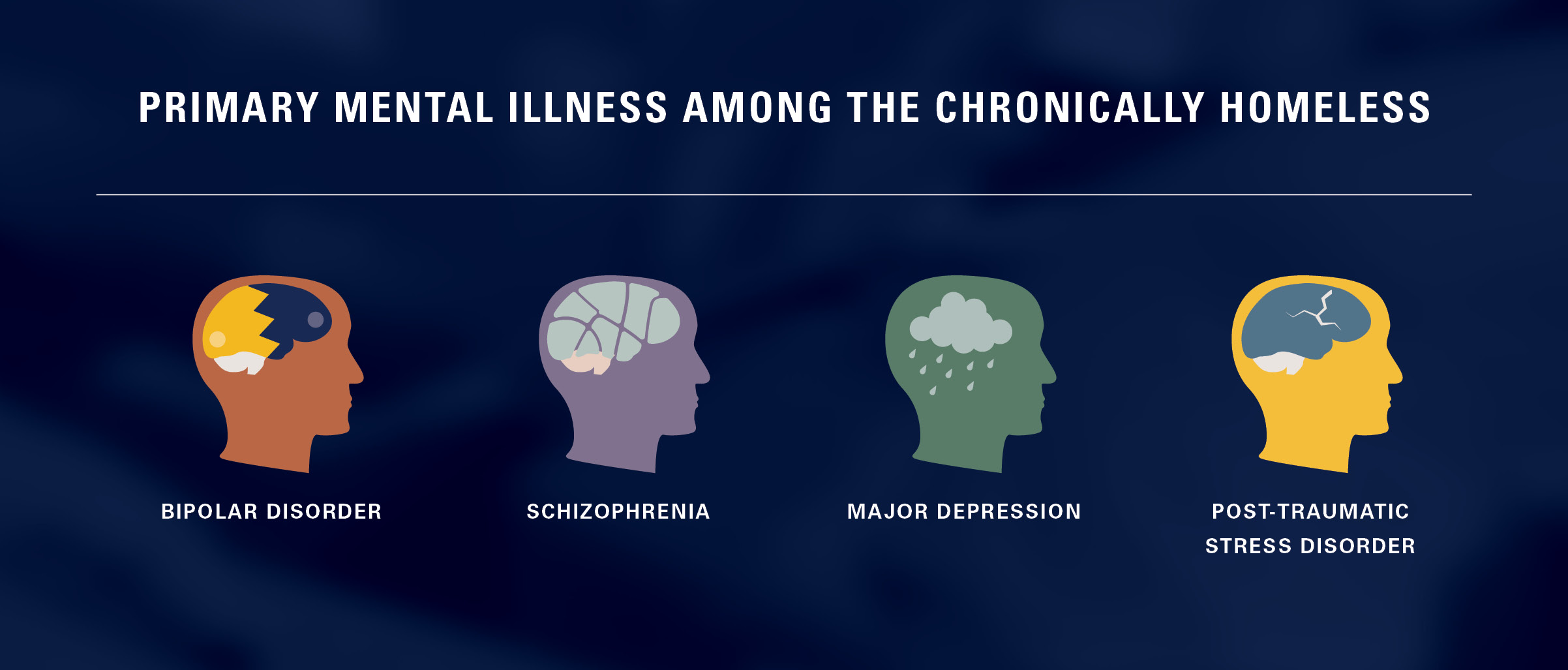 精神疾病的图形——双相情感障碍,schizophrenia, depression, ptsd